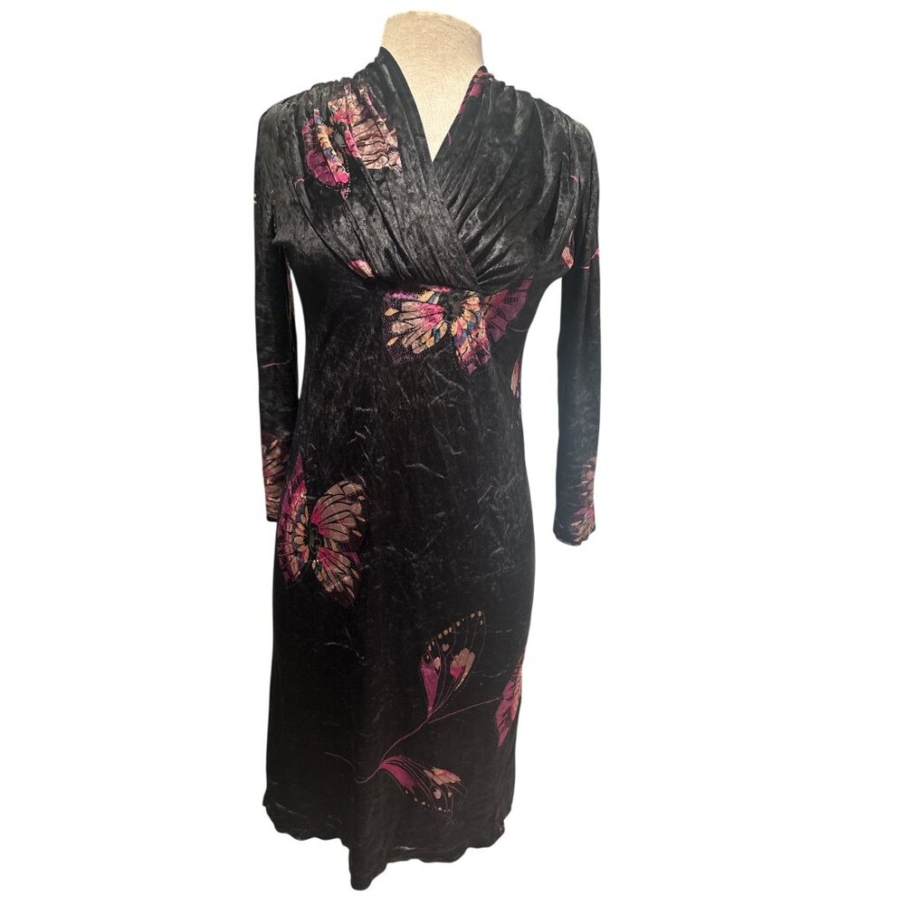 Diana Bentalls Vintage Velvet Butterfly Dress — Size 12 / M | Whimsy Goth, Y2K B - Picture 2 of 13